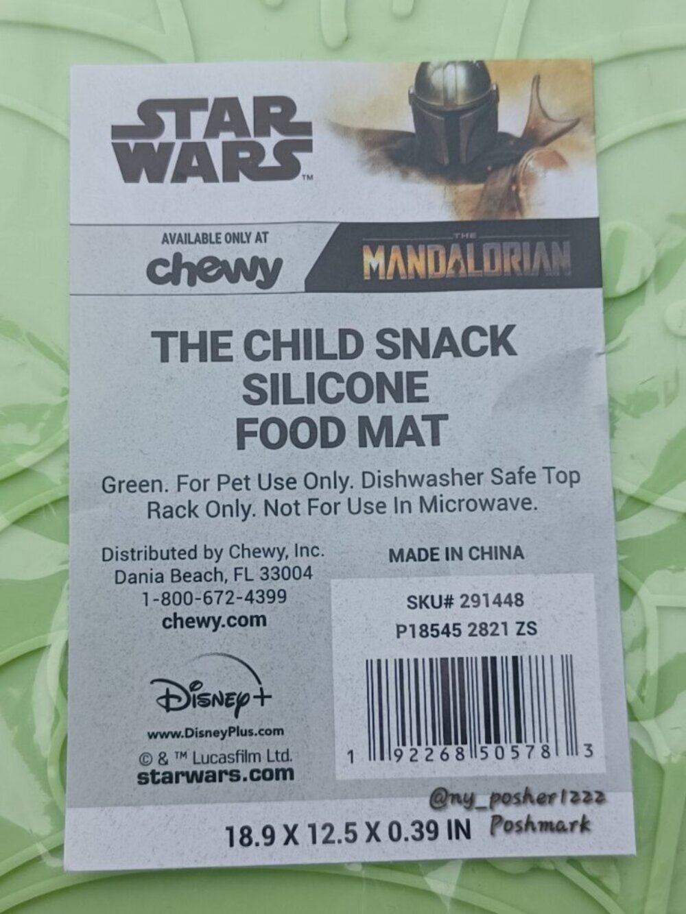 𝗰𝗵𝗲𝘄𝘆 𝗦𝗧𝗔𝗥 𝗪𝗔𝗥𝗦 THE MANDALORIAN THE CHILD Snack Pet Food Mat Green - Picture 14 of 14